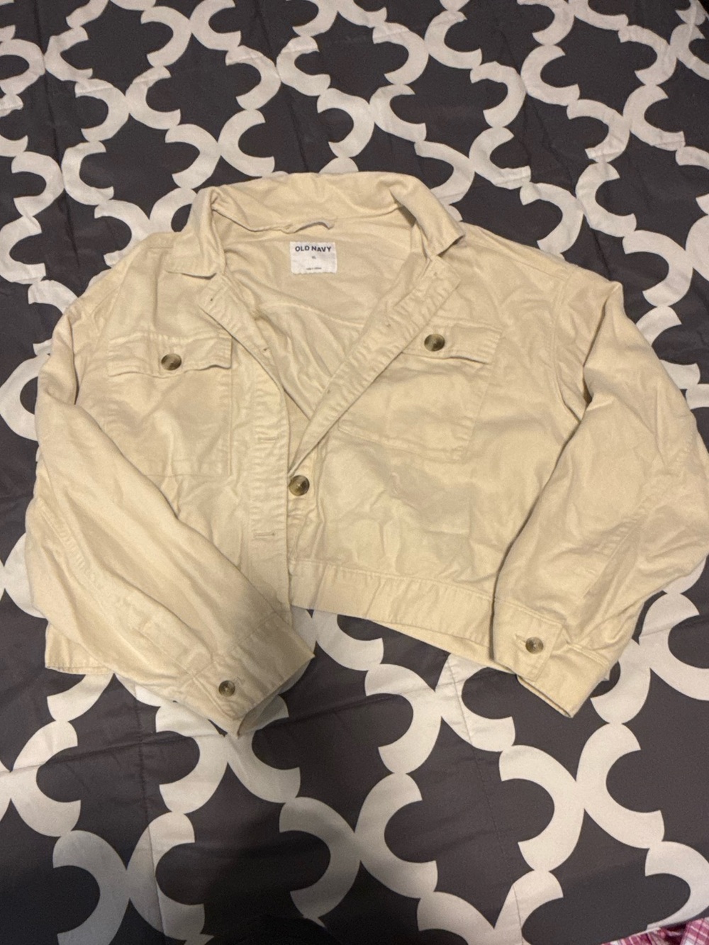 Old Navy Cream Cropped Button-Front Jacket